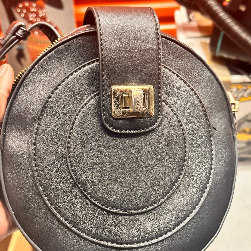 Black Leather Circle Bag